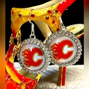 Flames hockey earrings -sterling silver hooks